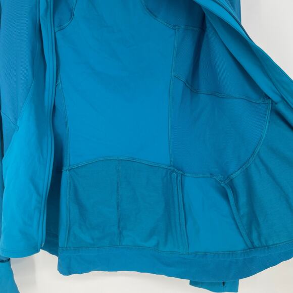 Lululemon Far and Free Full Zip Jacket Hooded Hawaiian Blue Teal Women's Size 6 - Picture 8 of 15